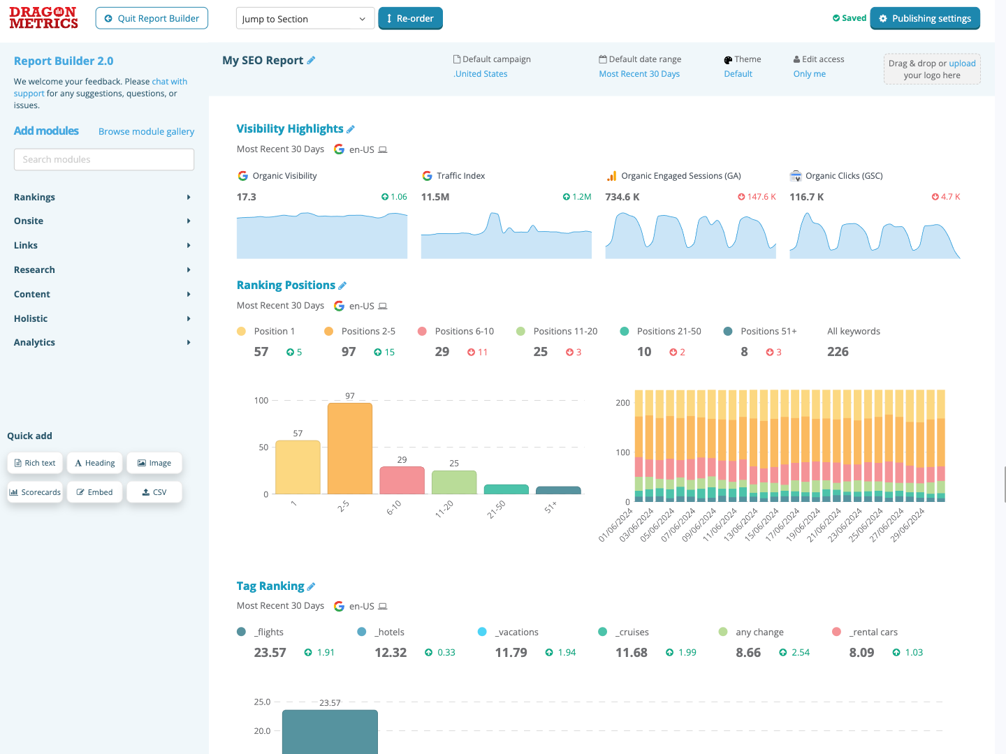 Dragon Metrics Report Builder UI