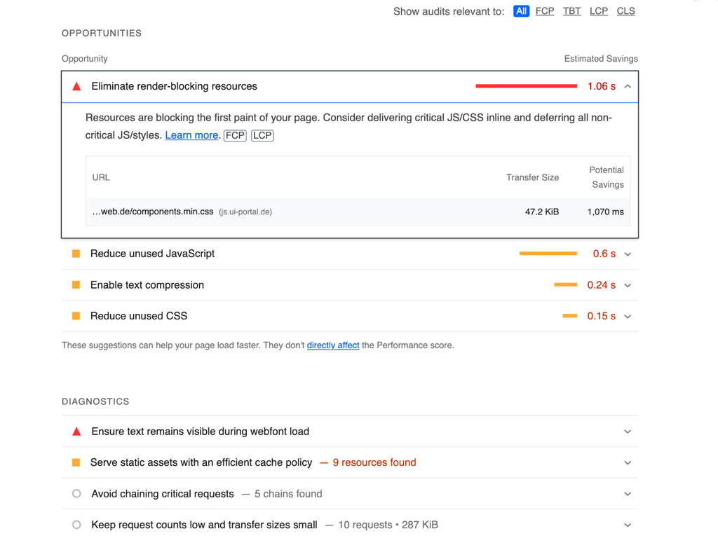 Dragon Metrics page speed issues