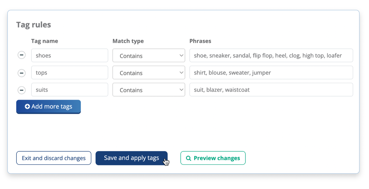 Dragon Metrics tag rules