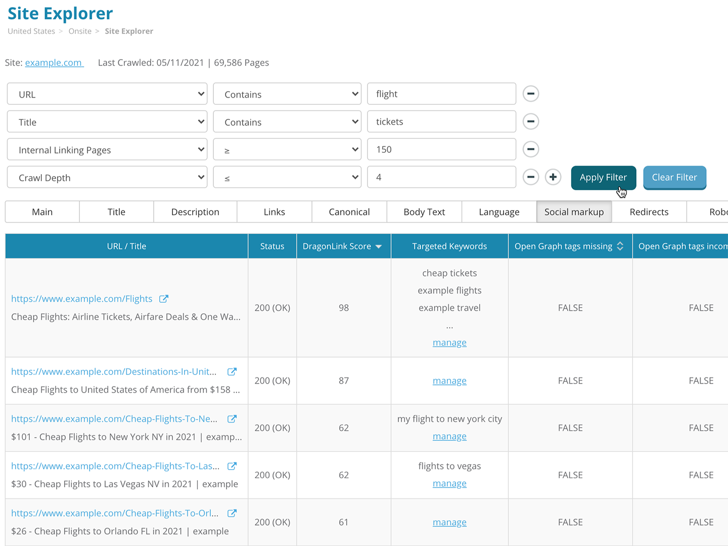 Dragon Metrics site explorer