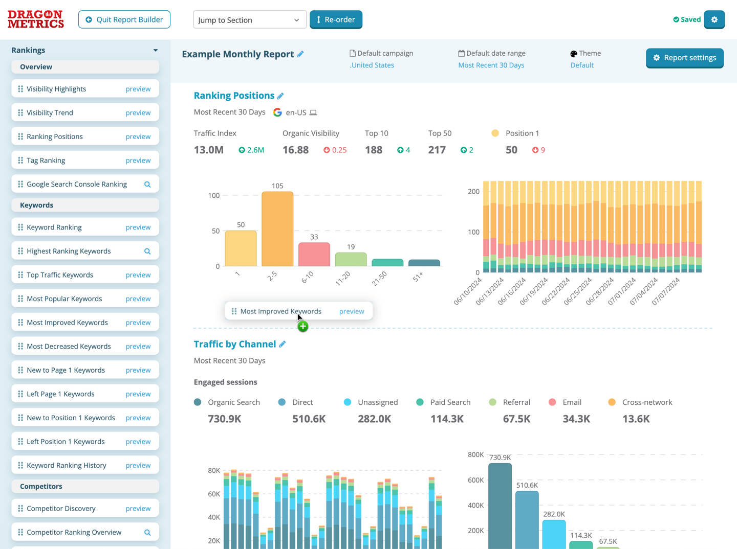 Dragon Metrics report builder ui