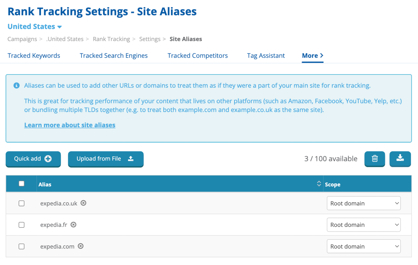 Dragon Metrics site aliases