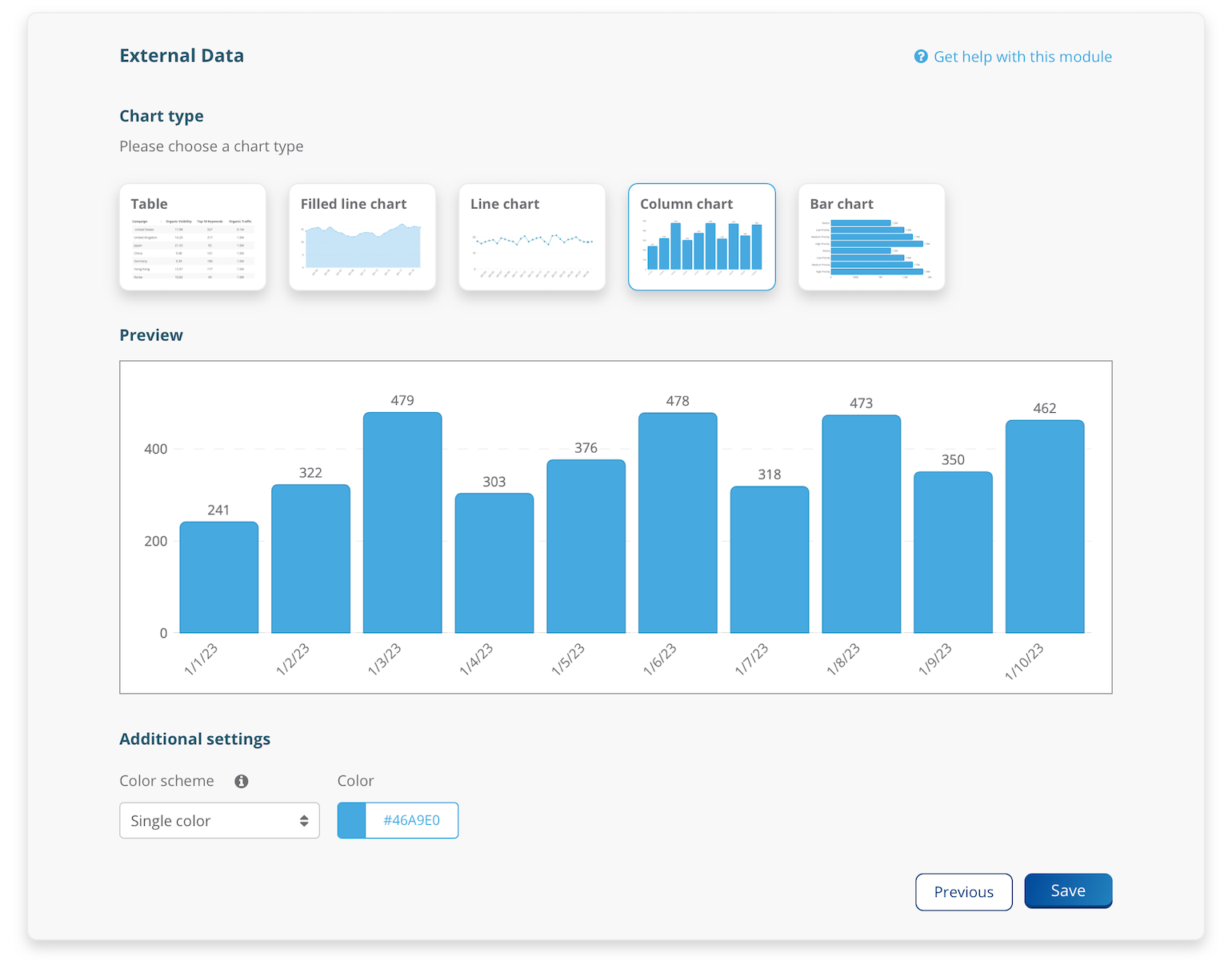 Dragon Metrics Report Builder external data