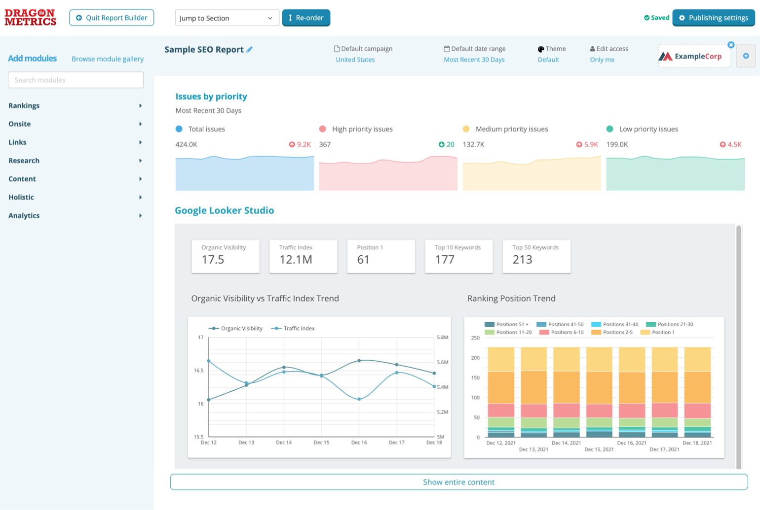 Dragon Metrics Report Builder Google Looker Studio