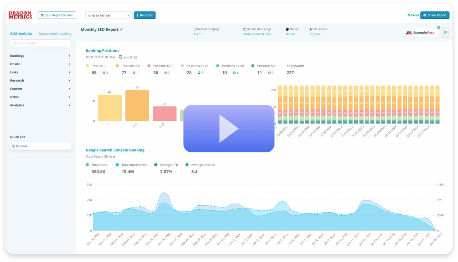 Dragon Metrics report builder video thumbnail